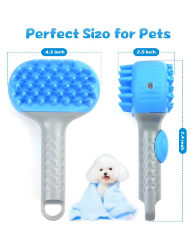 Cepillo de baño 2 en 1 Beelike para perros y gatos azul