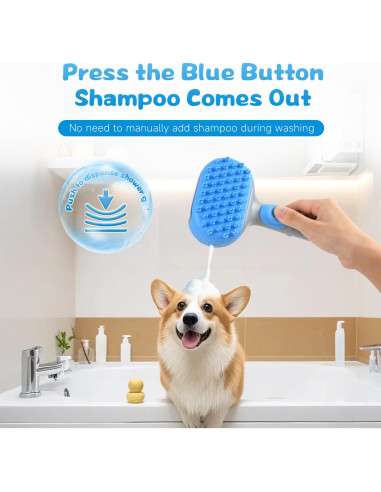 Cepillo de baño 2 en 1 Beelike para perros y gatos azul