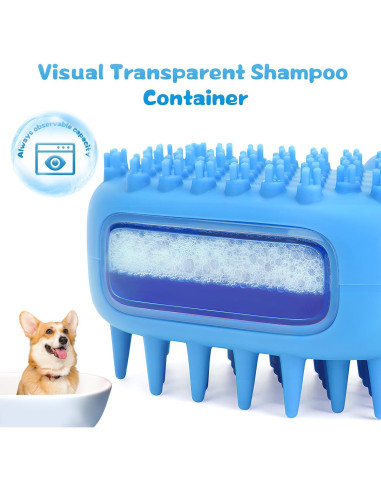 Cepillo de baño 2 en 1 Beelike para perros y gatos azul