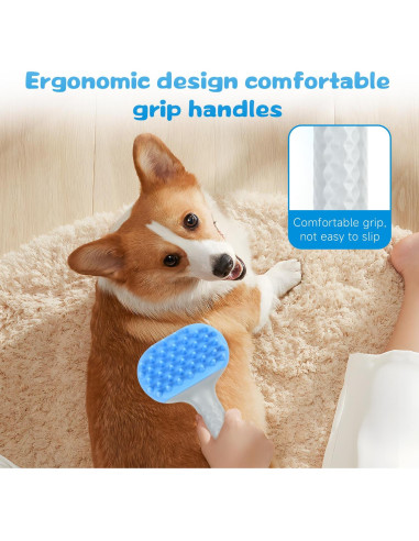 Cepillo de baño 2 en 1 Beelike para perros y gatos azul