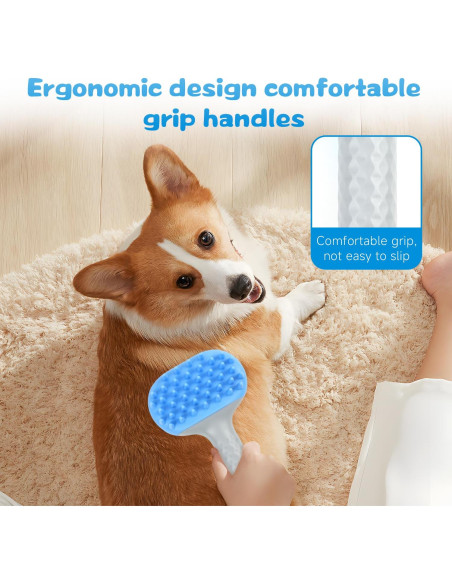 Cepillo de baño 2 en 1 Beelike para perros y gatos azul