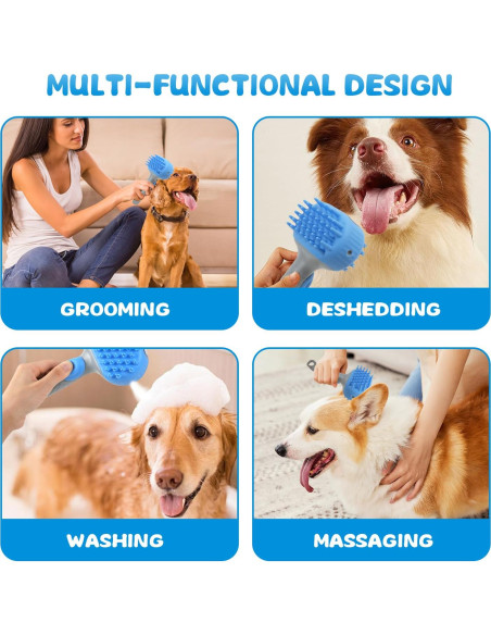 Cepillo de baño 2 en 1 Beelike para perros y gatos azul