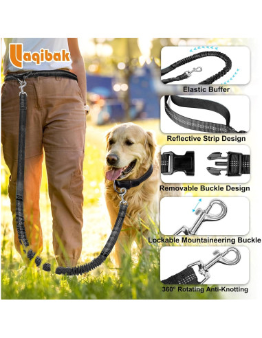 Correa para Perros Manos Libres Laqibak Ajustable 1.28-2.03m