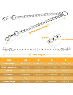 Correa Doble para Perros Pettom 3.5mm 60cm Metal Giratorio 2