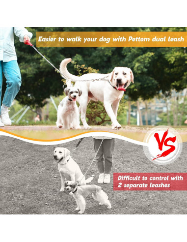 Correa Doble para Perros Pettom 3.5mm 60cm Metal Giratorio