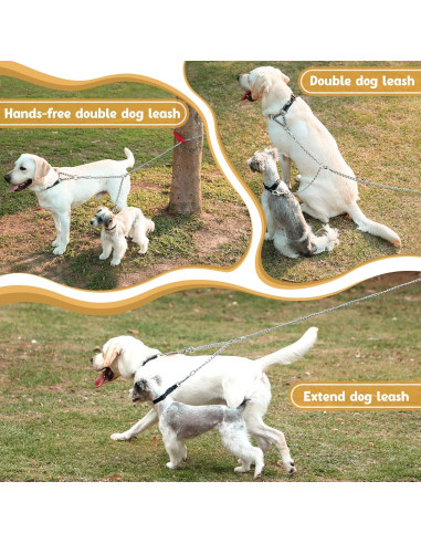 Correa Doble para Perros Pettom 3.5mm 60cm Metal Giratorio