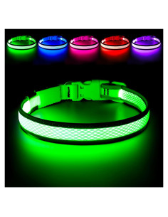 Collar de Perro LED Yuansen Verde Neón Pequeño Recargable
