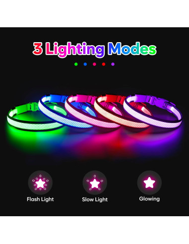 Collar de Perro LED Yuansen Verde Neón Pequeño Recargable