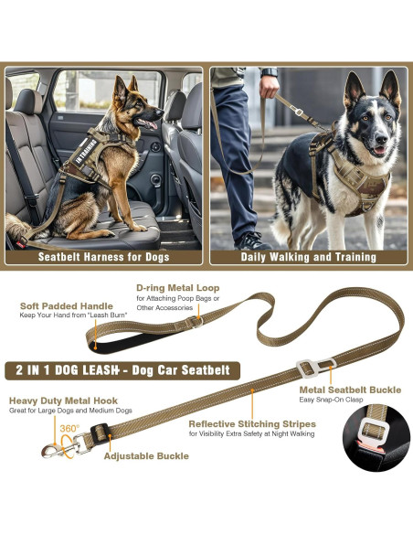 Arnés Táctico para Perros Medianos MOOGROU Camo Desierto