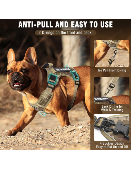 Arnés Táctico para Perros Medianos MOOGROU Camo Desierto