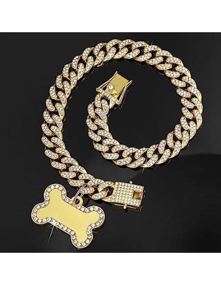 Collar de Cadena para Perros Hillban Dorado 35.6 cm con Etiqueta