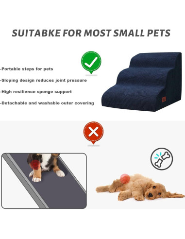 Escalera para Perros Aodisman 3 Pasos 40,64 cm Azul