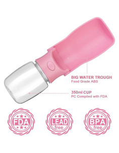 Botella de Agua Plegable para Perros COMTENS 350ml Rosa 2
