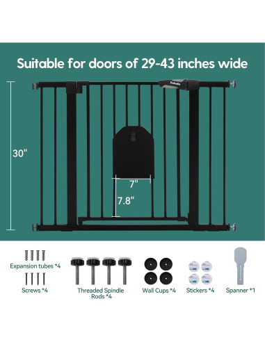 Puerta para Bebés Babelio Automática 73-109 cm Negra