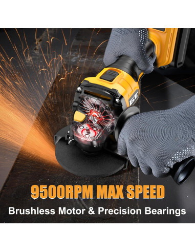 Amoladora Angular Inalámbrica GOTUU 20V 4-1/2" con 6 Discos