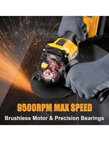 Amoladora Angular Inalámbrica GOTUU 20V 4-1/2" con 6 Discos