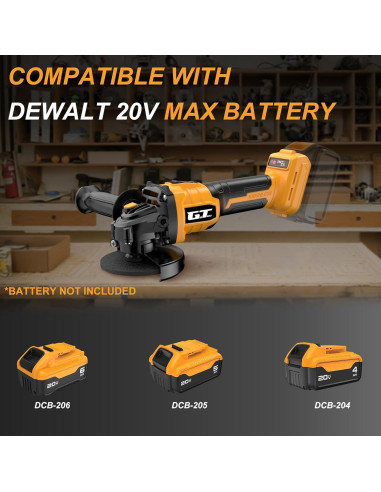 Amoladora Angular Inalámbrica GOTUU 20V 4-1/2" con 6 Discos