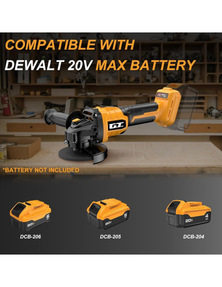 Amoladora Angular Inalámbrica GOTUU 20V 4-1/2" con 6 Discos