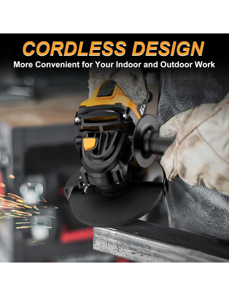 Amoladora Angular Inalámbrica GOTUU 20V 4-1/2" con 6 Discos