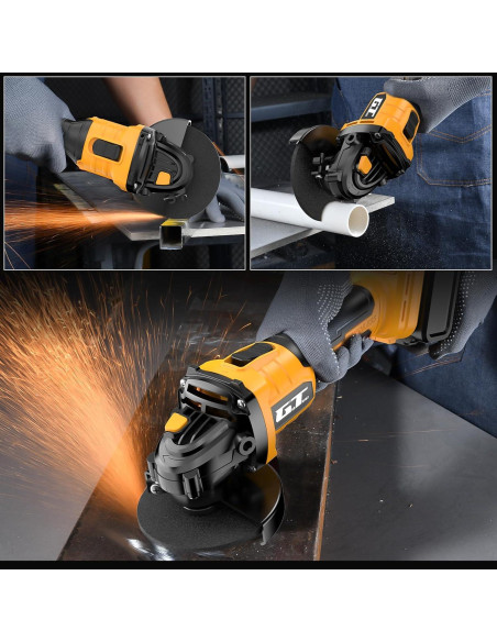Amoladora Angular Inalámbrica GOTUU 20V 4-1/2" con 6 Discos