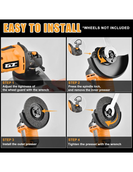 Amoladora Angular Inalámbrica GOTUU 20V 4-1/2" con 6 Discos