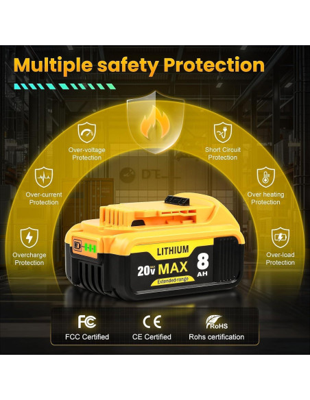 Batería Litio 20V 8.0Ah KINGTIANLE para Dewalt DCB208 DCB200 Batería Litio 20V 8.0Ah KINGTIANLE para Dewalt DCB208 DCB200