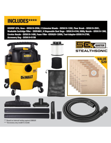 Aspiradora Húmeda y Seca DEWALT DXV05P-QTA 5 Gal 4 HP Silenciosa