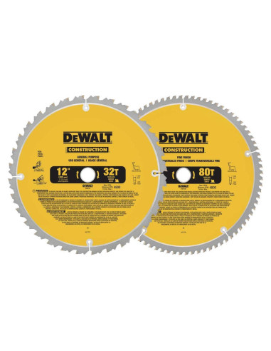 Hoja de sierra ingletadora DEWALT 12" 80T y 32T - 2 paquetes