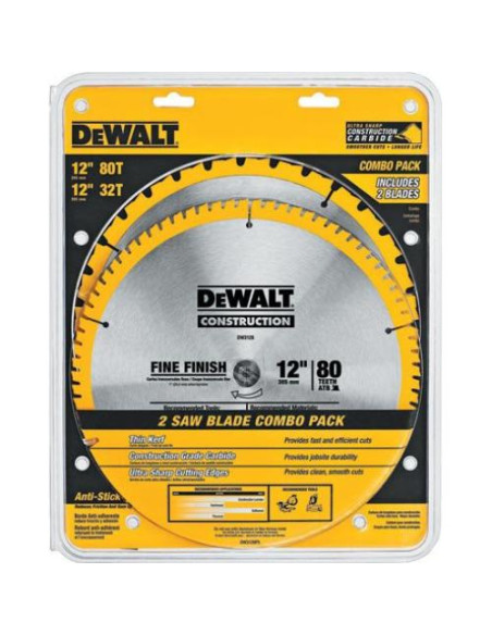 Hoja de sierra ingletadora DEWALT 12" 80T y 32T - 2 paquetes