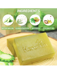 Jabón Antibacteriano Herbal 2 PCS Melón Amargo Moringa 200g 2