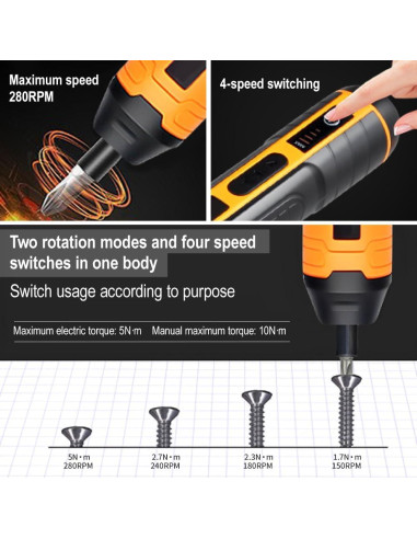 Juego de destornilladores eléctricos Darkboom 105 en 1 con LED