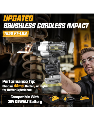 Llave de impacto inalámbrica 3/4" Dewalt 20V 2500 N.m