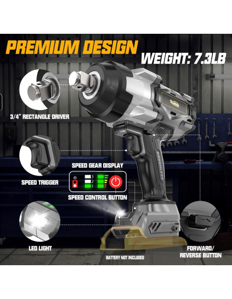 Llave de impacto inalámbrica 3/4" Dewalt 20V 2500 N.m