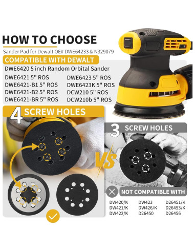Almohadilla de Lijadora Orbital DeWalt 5" con 36 Discos