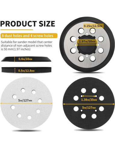 Almohadilla de Lijadora Orbital DeWalt 5" con 36 Discos