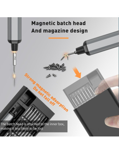 Mini Destornillador Eléctrico YitaiIns 64 Piezas 3.7V con Luz LED