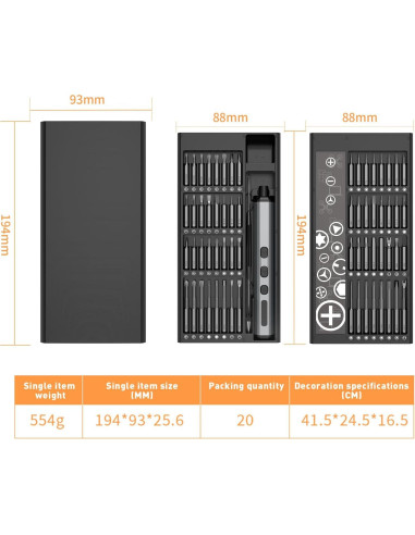 Mini Destornillador Eléctrico YitaiIns 64 Piezas 3.7V con Luz LED