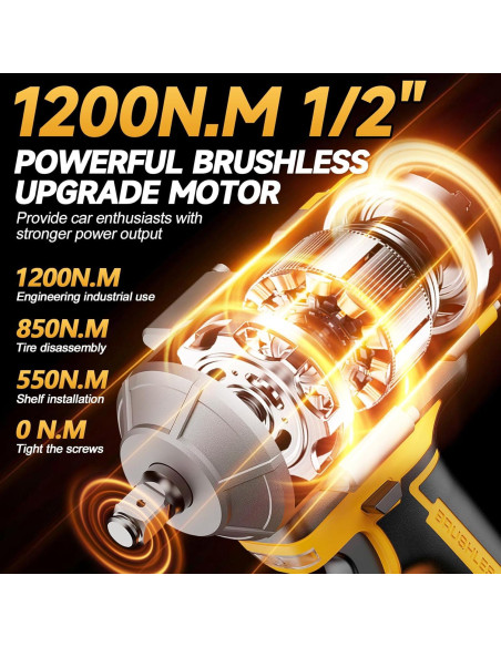 Llave de impacto inalámbrica 1/2" Labfintom 20V 1200N.m