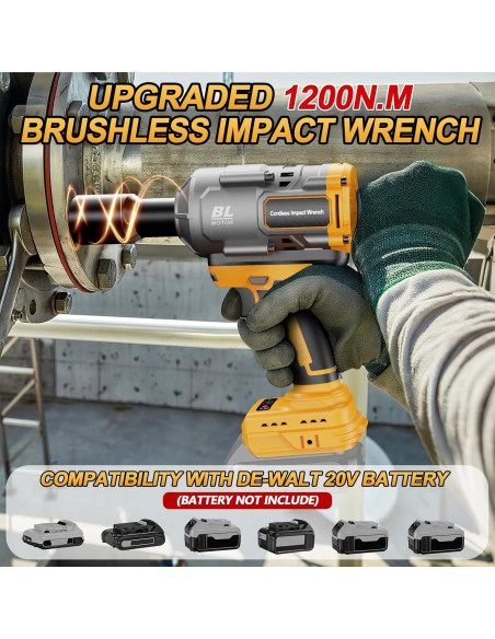 Llave de impacto inalámbrica 1/2" Labfintom 20V 1200N.m