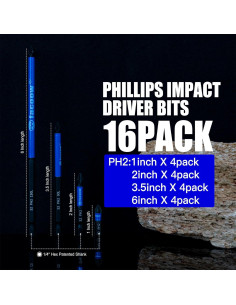 Juego de 16 Puntas de Destornillador Phillips Facoow S2 2