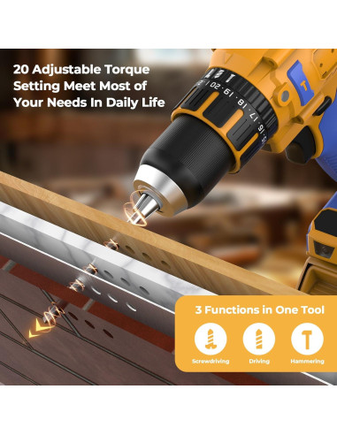 Taladro de Martillo Inalámbrico Funnywhale 20V Sin Batería