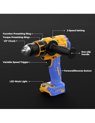 Taladro de Martillo Inalámbrico Funnywhale 20V Sin Batería