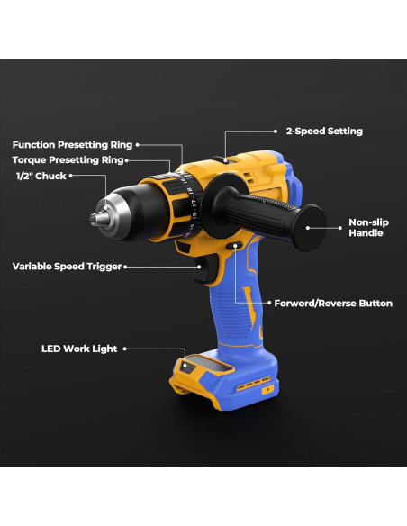 Taladro de Martillo Inalámbrico Funnywhale 20V Sin Batería