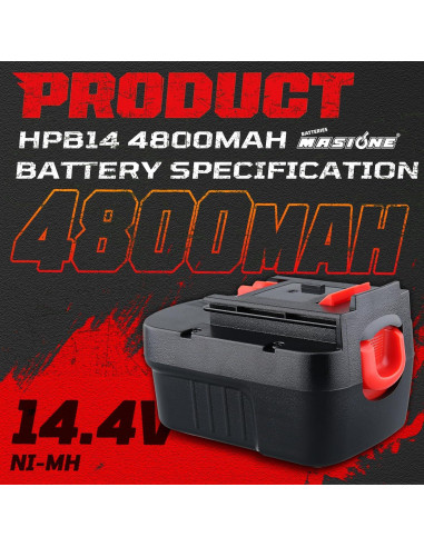 Batería Ni-MH 2P 4800mAh HPB14 para Black and Decker 14.4V