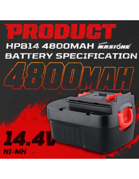Batería Ni-MH 2P 4800mAh HPB14 para Black and Decker 14.4V