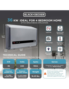 Calentador de Agua Eléctrico Sin Tanque Black+Decker 36kW 2