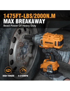 Llave de Impacto Inalámbrica ALLOYPOWER 2000N.m 3 Modos 2