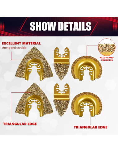 Juego de Hojas Oscilantes Wesleydrill 6 Piezas Carburo 5-8 cm