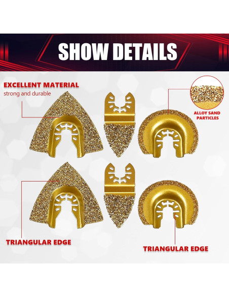 Juego de Hojas Oscilantes Wesleydrill 6 Piezas Carburo 5-8 cm
