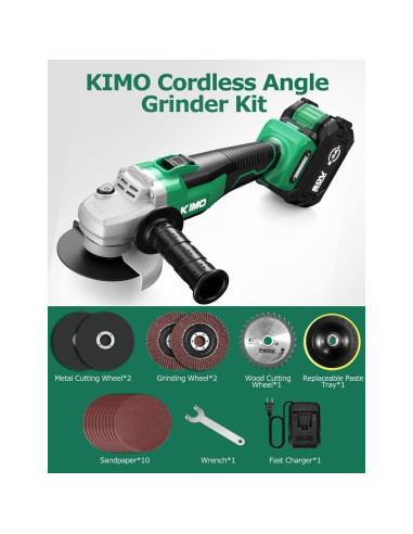 Amoladora Angular Inalámbrica KIMO 20V 11.43 cm 9000RPM